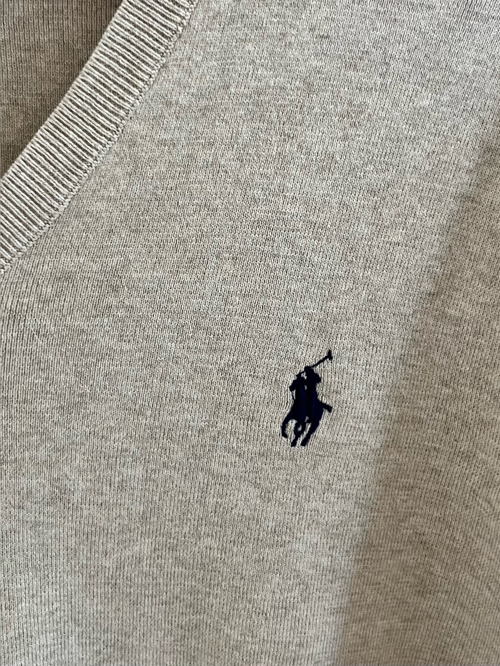 Polo Ralph Lauren Sweater Men's Large Biege V-Neck Pima Cotton Long Sleeve - Picture 4 of 7